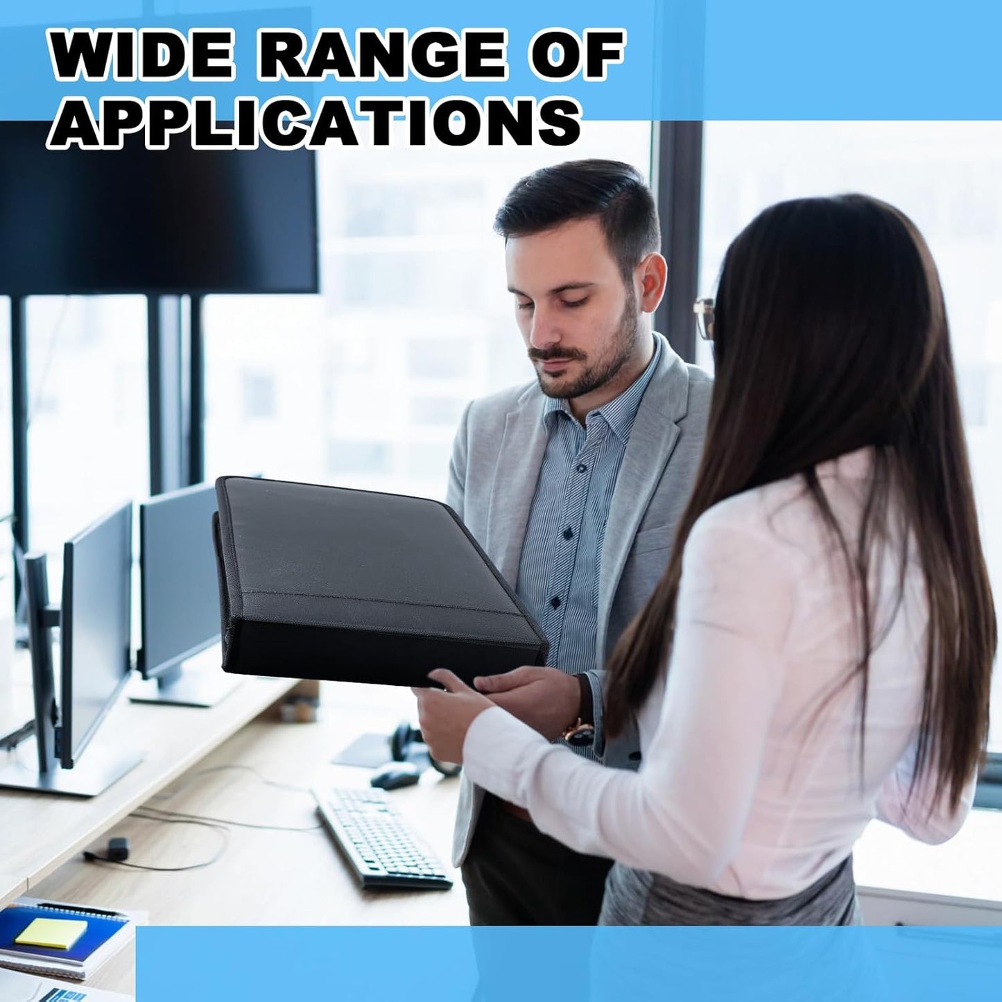 Henoyso 3 Rings Fireproof Business Check Binder with Zipper 1 Inch DRings 3 on a Page Fit 3 & 9 Holes Check 600 Sheets Capacity Organizer Binder for Office Storage End Stub Deskbook(Black)