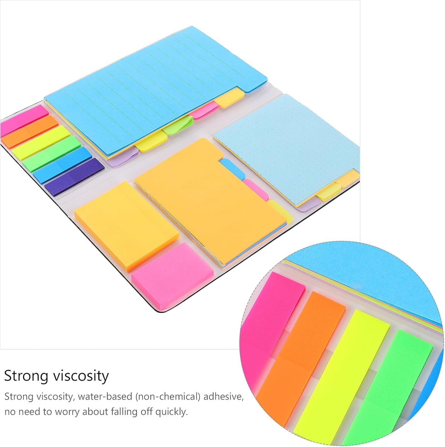 Combination Note Pad with Index Tabs Premium Paper Sticky Memo Pads for Office Study Home Organization Removable Planner Stickers for Prioritizing and Page Marking Black Cover