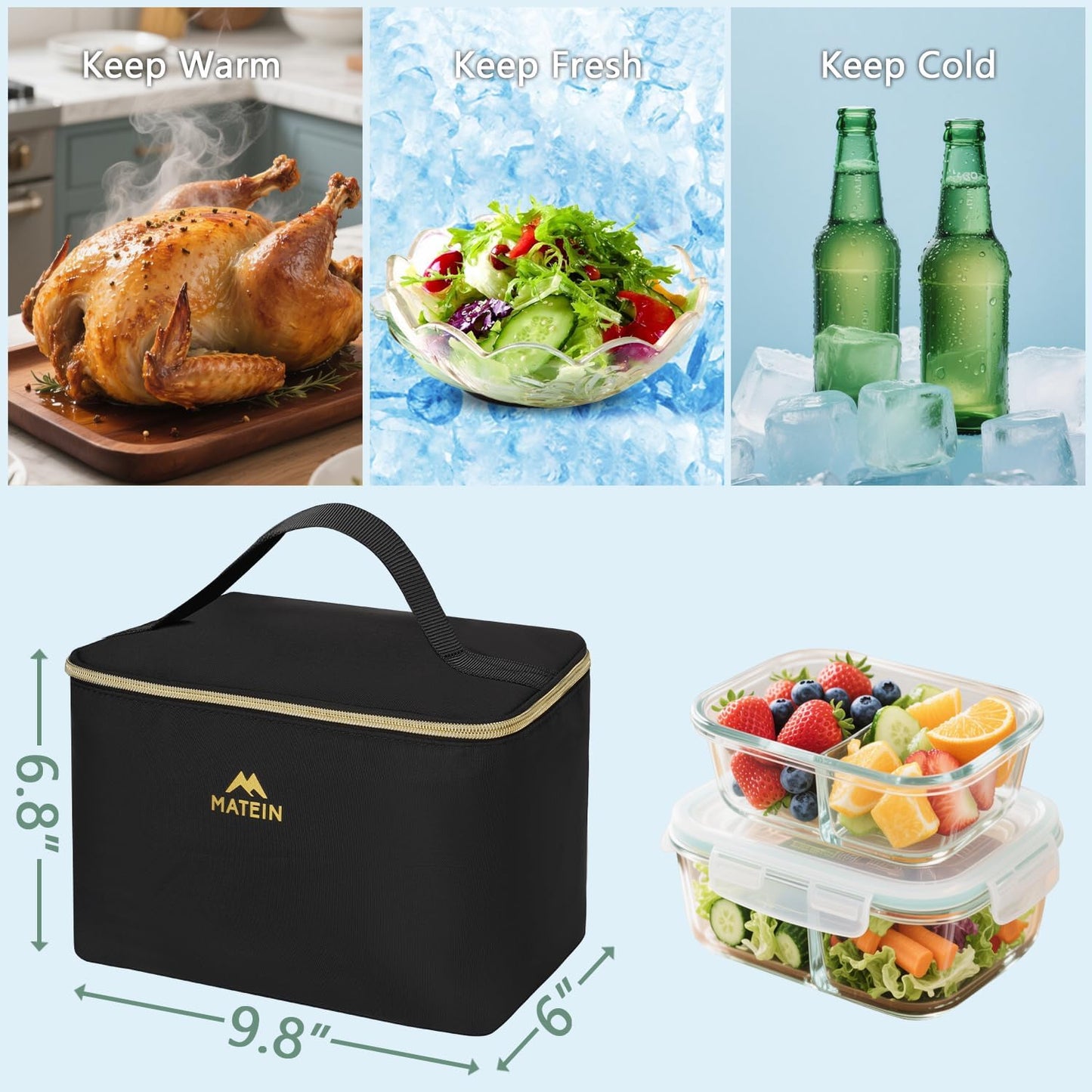 MATEIN Rolling Laptop Bag for Women, 15.6 Inch Rolling Briefcase with Wheels &Detachable Cart, Roller Computer Teacher Tote Bag with Insulated Lunch Box Gift for Nurse Work Business Office, Deep Black