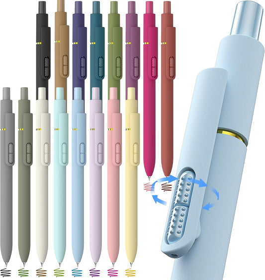 16 Pack Colorful Gel Ink Pens，Quick-Dry 0.7mm Fine Point Fidget Pens for Smooth Writing, Journaling & Drawing, Aesthetic Pens for Women, School & Office Supplies (16 Pcs Vintage＋Morandi Colors)