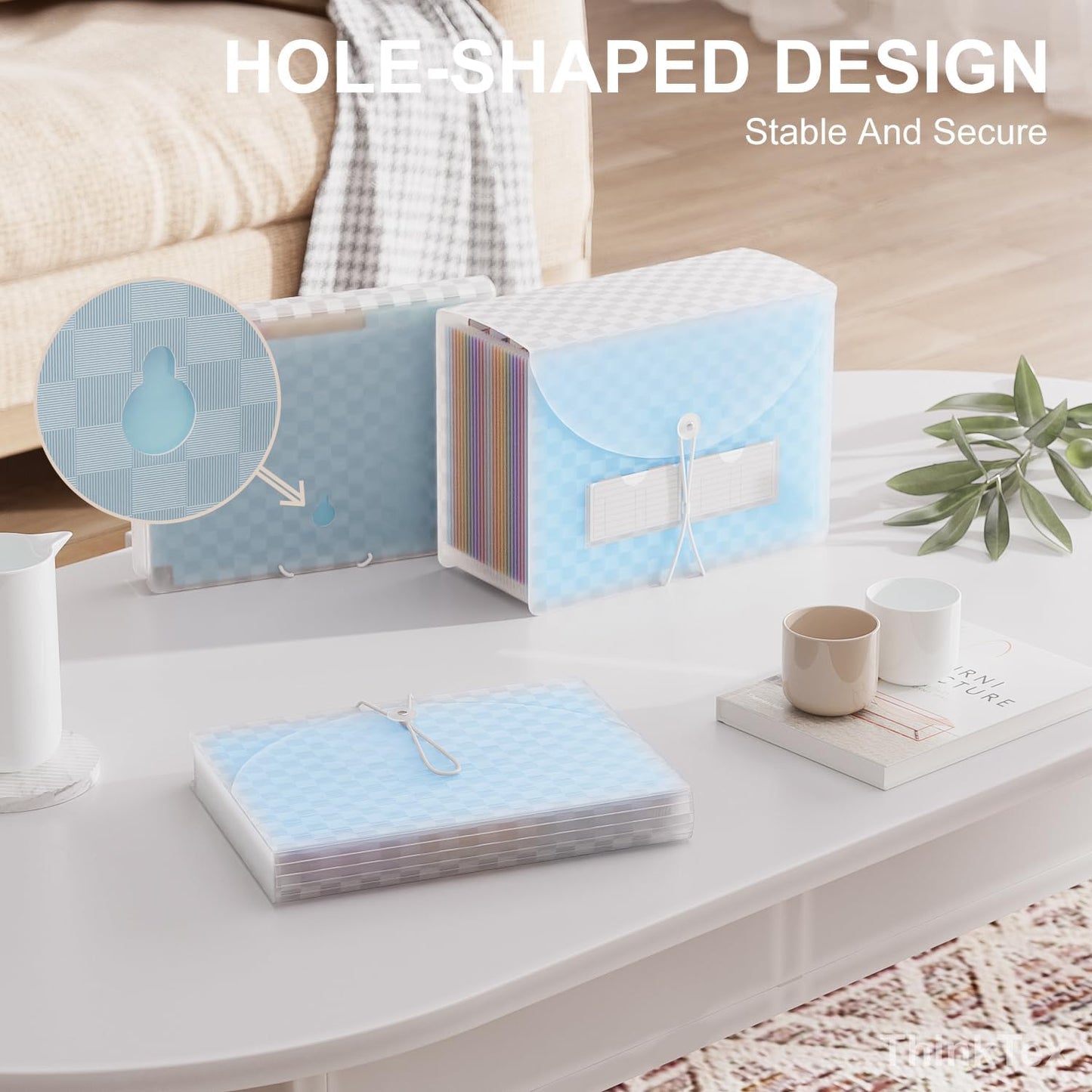 ThinkTex Accordion File Organizer, 26 Pockets Expanding File Folders, Monthly Bill Receipt Documents Organizer, A-Z Colorful Tabs, Letter/A4 Size - Blue