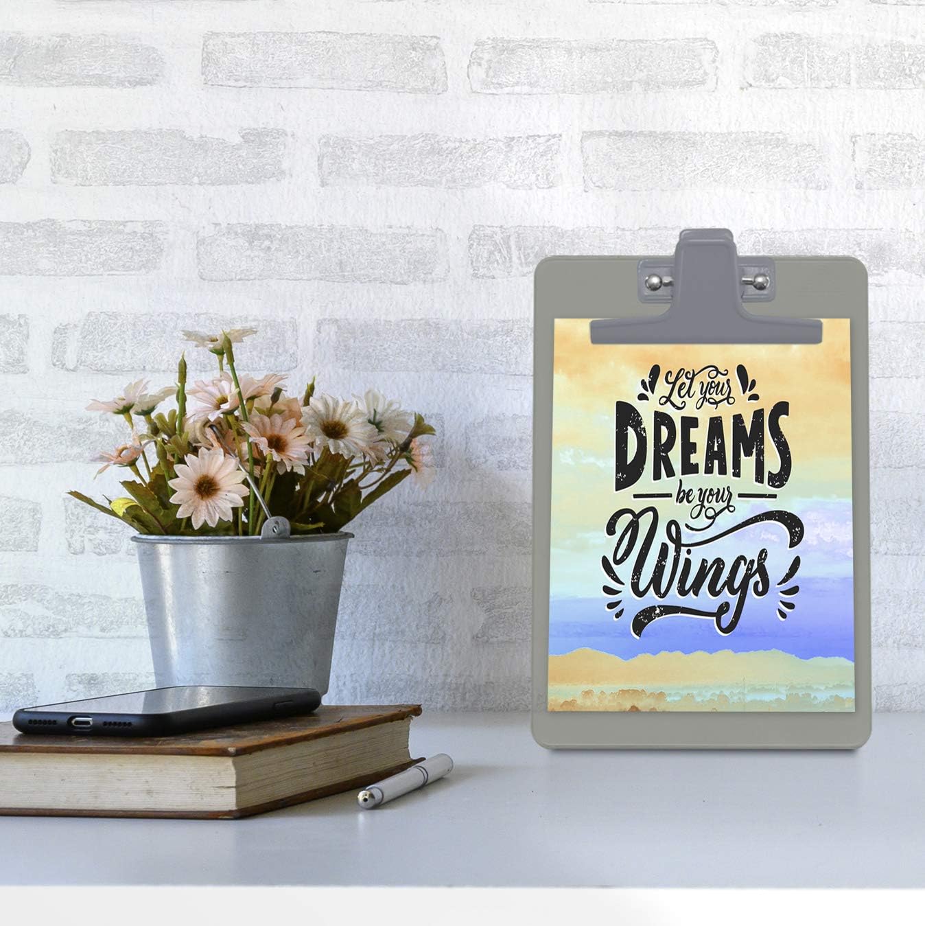 Acrimet Clipboard Memo Size A5 (9 1/4" x 6 1/3") Premium Metal Clip (Plastic) (Smoke Color) (6 Pack)