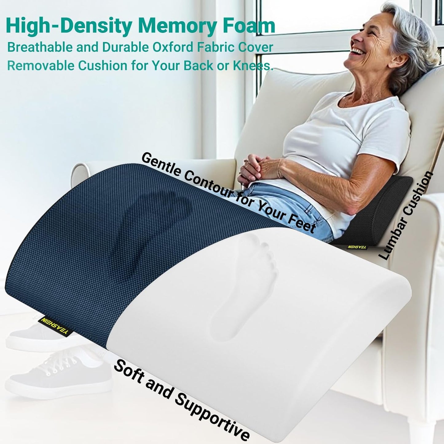 Adjustable Foot Rest for Under Desk at Work, Ergonomic Under Desk Footrest with 6 Positions, Foot Stools for Under Office Desk Chair, Leg Rest for Home, Car, Computer, Gaming Accessories