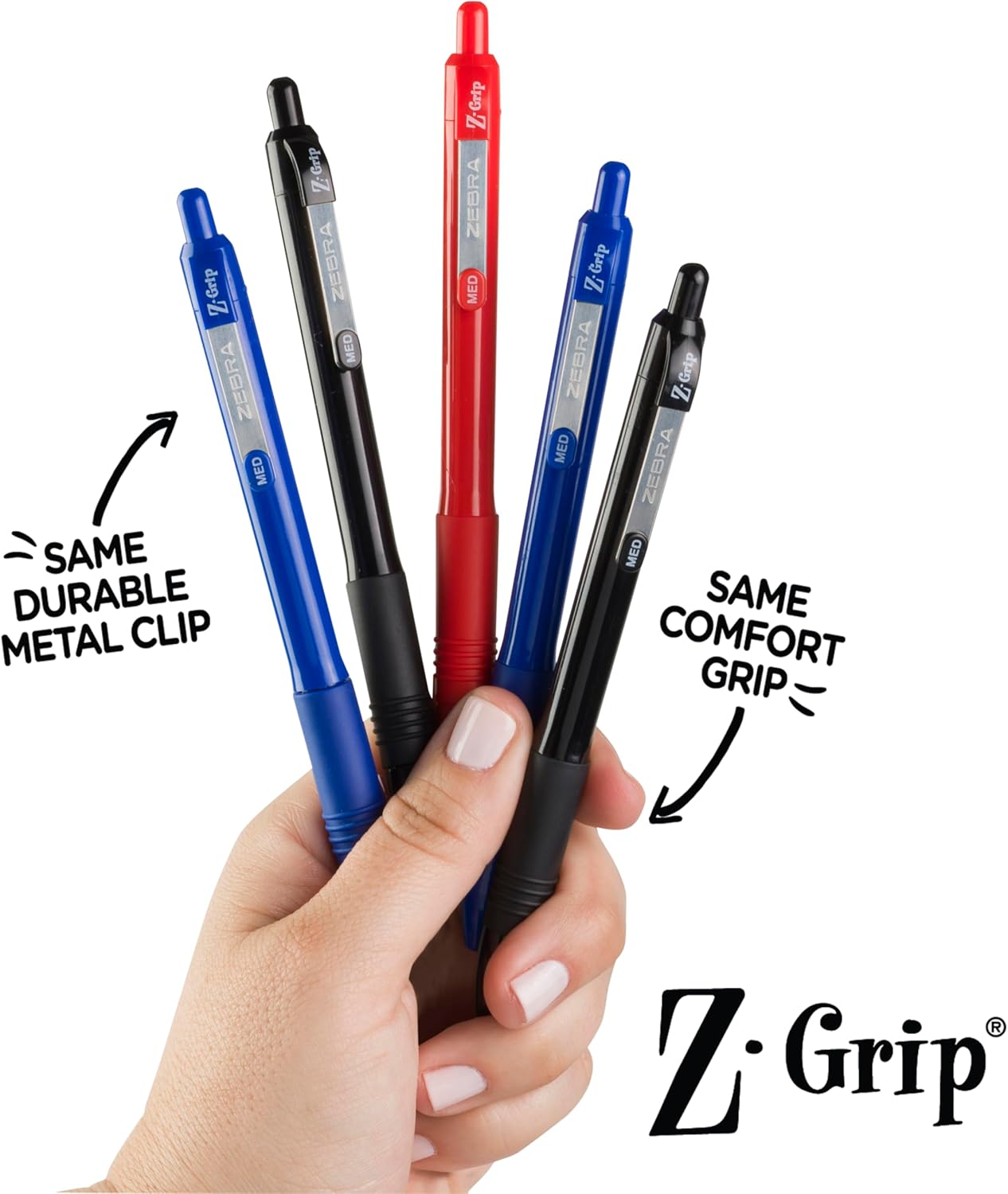 Zebra Pen Z-Grip Recycled Retractable Ballpoint Pens,1.0mm, Black Ink, Durable Metal Clip, 68% Recycled (GRS Certified; Global Recycled Standards), 24-Pack (20314)