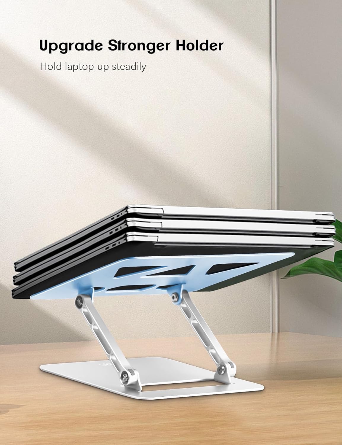 Adjustable Laptop Stand for Desk,Portable Laptop Stand Holder and Riser,Foldable Aluminum Notebook Computer Stands for MacBook Air Pro HP Lenovo Dell Samsung, 10-15.6 inch (Sky Blue-Silver)