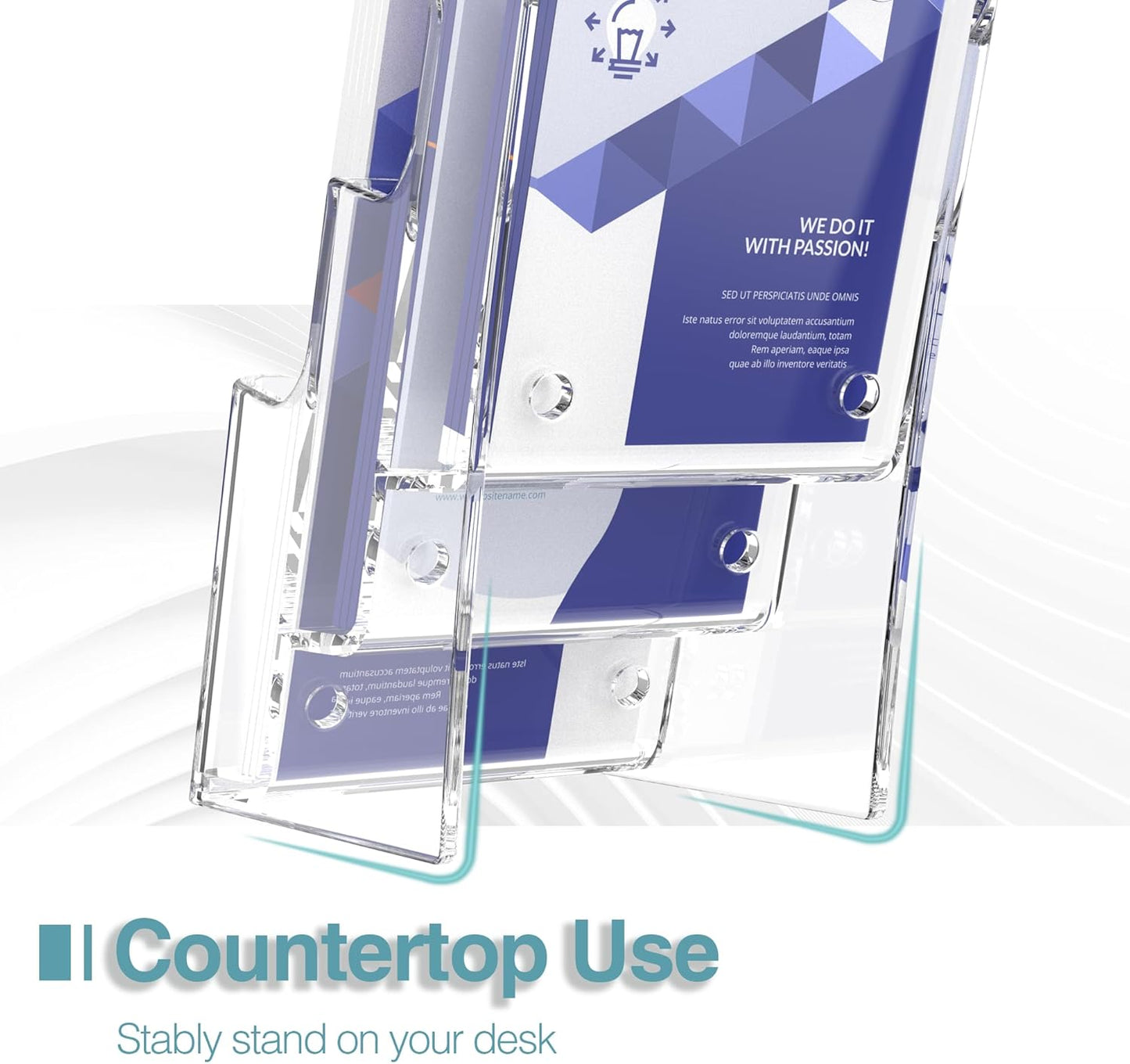 Brochure Holder 4x9 Inch 3 Tier Acrylic Literature Holders Clear Plastic Flyer Display Stand Countertop Use or Wall Mount Pamphlet Holder Organizer for Office, Lobby, Hotel, Trade Show, 4 Pack