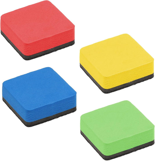 4 Pack Dry Erase Erasers Whiteboard Cleaner Wiper Pads Chalkboard Small Colorful Marker Erase Supplies for Classroom Office Glass White Board Teacher Home Kids Student