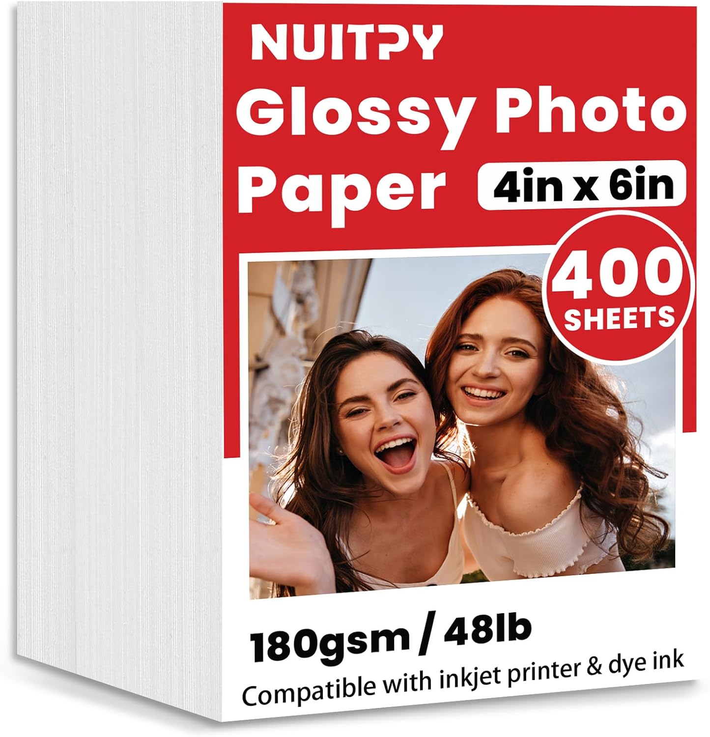 400 Sheets Glossy Photo Paper, 4in x 6in Inkjet Photo Printer Paper, Picture Paper for Photos, Calendars, Brochures, Cards, Menus(180gsm / 48lb)
