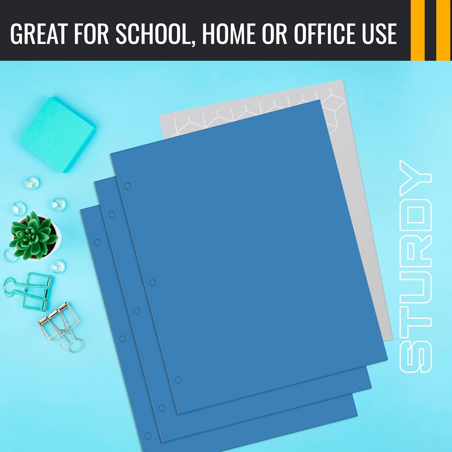 Better Office Products Two Pocket Portfolio Folders, 50-Pack, Light Blue, Letter Size Paper Folders, 50 Pieces, Lt. Blue
