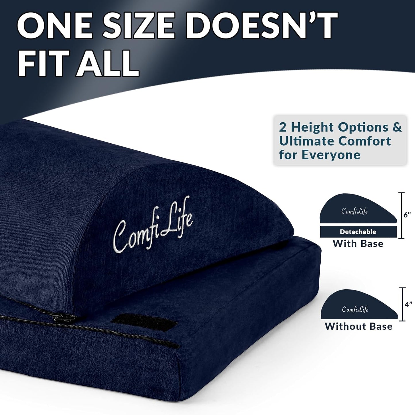 ComfiLife Foot Rest for Under Desk at Work – Adjustable Desk FootRest for Office Chair, Gaming Accessories – Ergonomic Teardrop Design for Back, Hip & Leg Pain Relief – 100% Memory Foam (Navy)