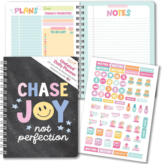 Undated Daily Planner Notebook - Undated Planner Notebooks, Daily To Do List Planners, To Do List Notebook for Work Organization, Day Schedule Planners for Kids and Adults