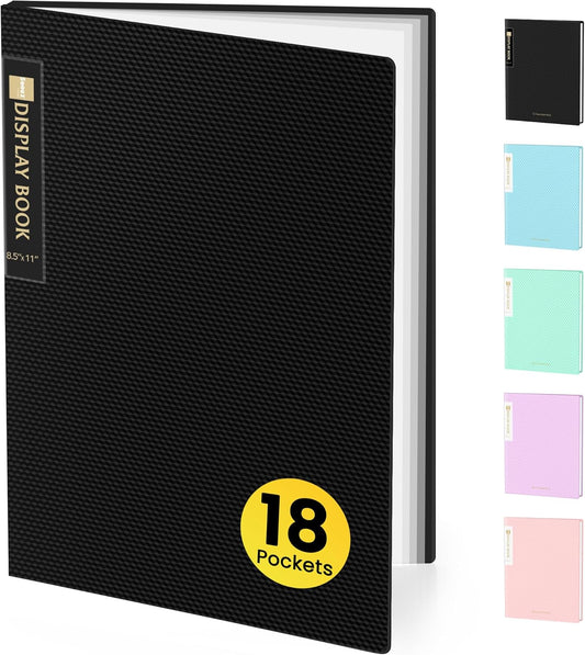 Sooez Binder with Plastic Sleeves 18-Pocket, Displays 36 Pages, 8.5x11 Presentation Folders with Clear Sheet Protectors, Art Portfolio Binder for Certificate & Office Project, Document Organizer