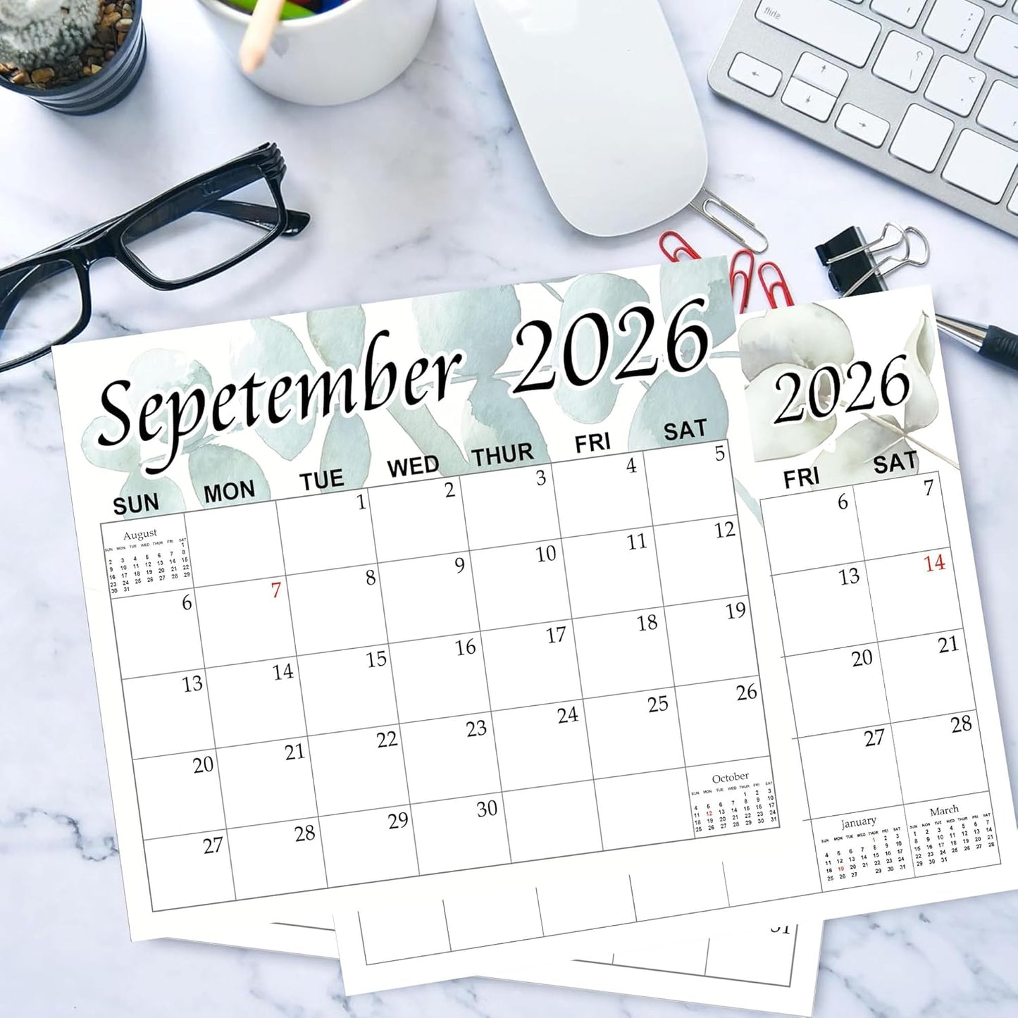 Magnetic Calendar for Refrigerator 2026 Greenery Fridge Wall Monthly Magnet Monthly Fridge Calendars 11.5x13 Inch Daily Calendars for Planning and Organizing (10 * 12 INCH)