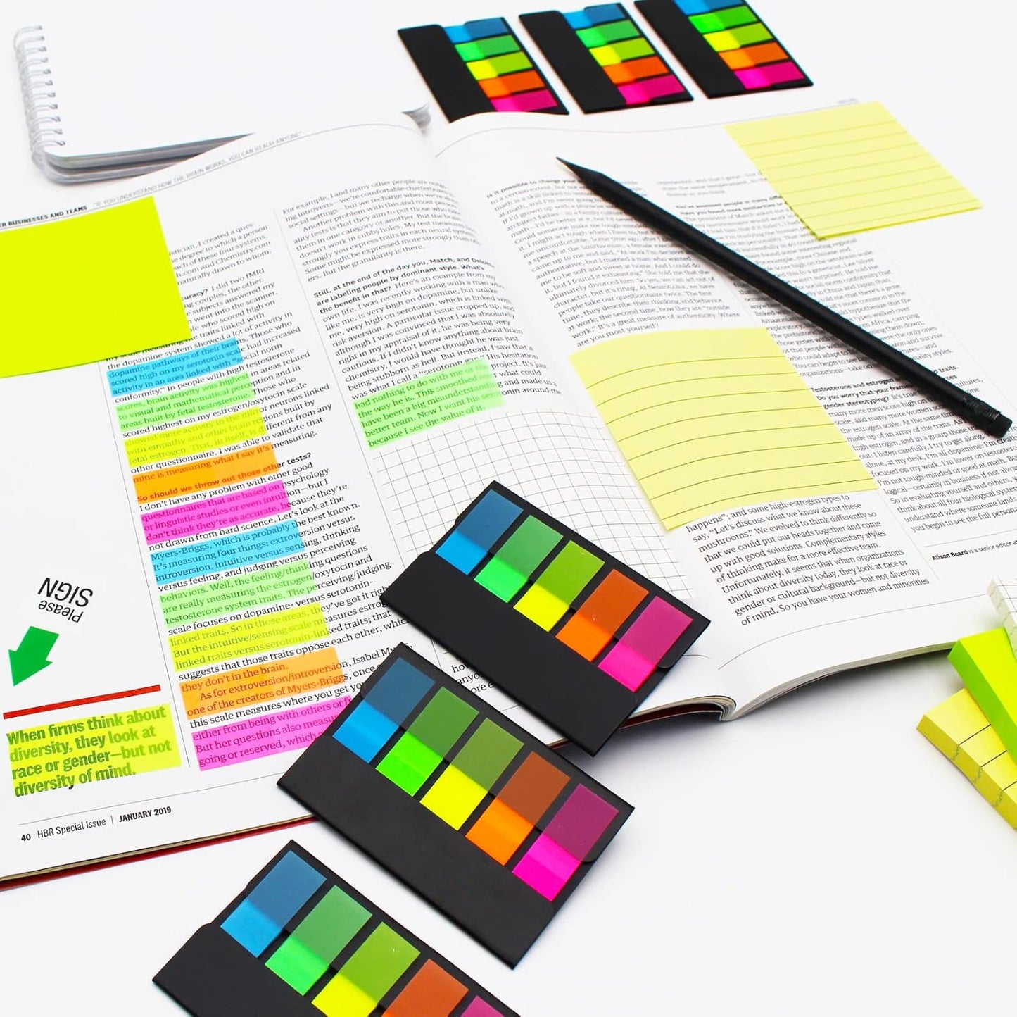 Page Flags Markers Assorted Color, 600 Pages Total, 0.47x1.73 Inch Standard Flag Tabs, Easy to Post, 6 On-The-Go Dispensers/Combo Pack