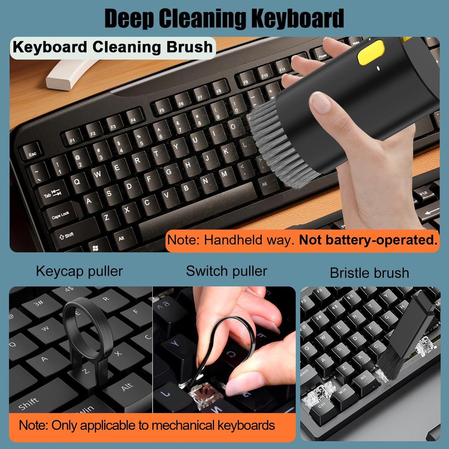 VICHYIE 20 in 1 Multifunctional Cleaner Kit for Electronic Devices, Keyboard Cleaning Brush, Headphones Cleaner Kit for AirPods, Multi-Tool for Cleaning Laptop, Earbuds, Camera, Cellphones (Black)