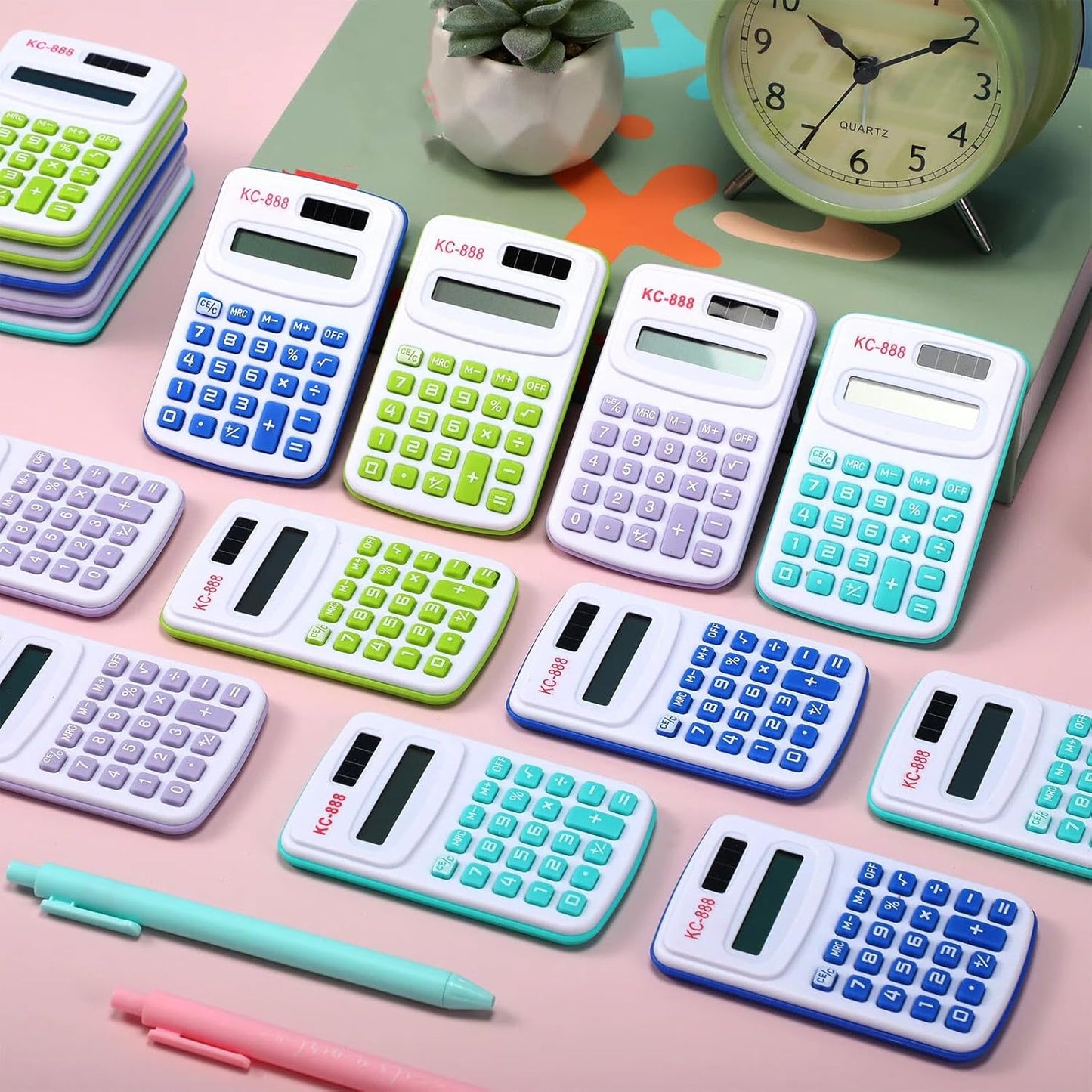 Hoteam 16 Pcs Pocket Calculator Gift for Students Bulk Mini Handheld Calculator Basic Standard Calculators with Button Battery 8 Digit Display for School Office Home(Assorted Colors)
