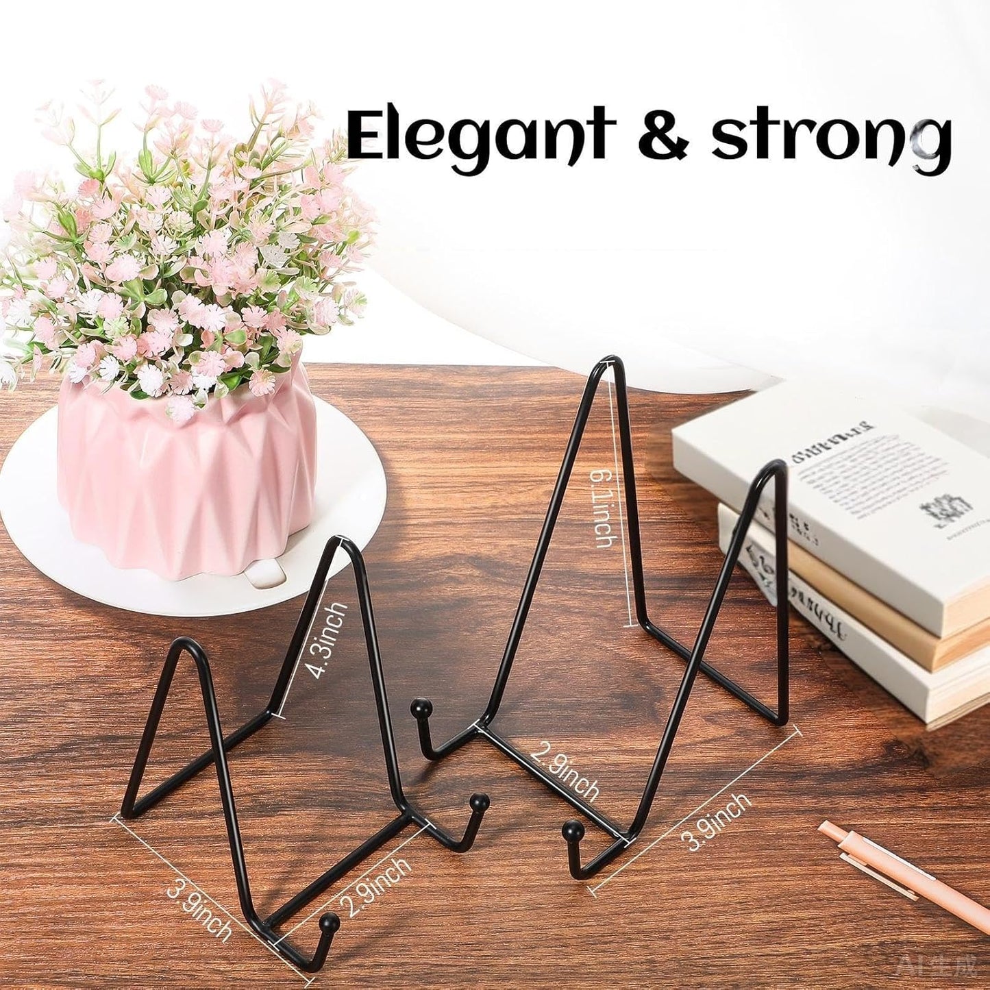 Mixweer 12 Pcs Book Stands for Display Metal Picture Frame Stand Book Plate Picture Holder Easels Photo Holder for Decorative Display(4.3 Inch, 6 Inch,Black)