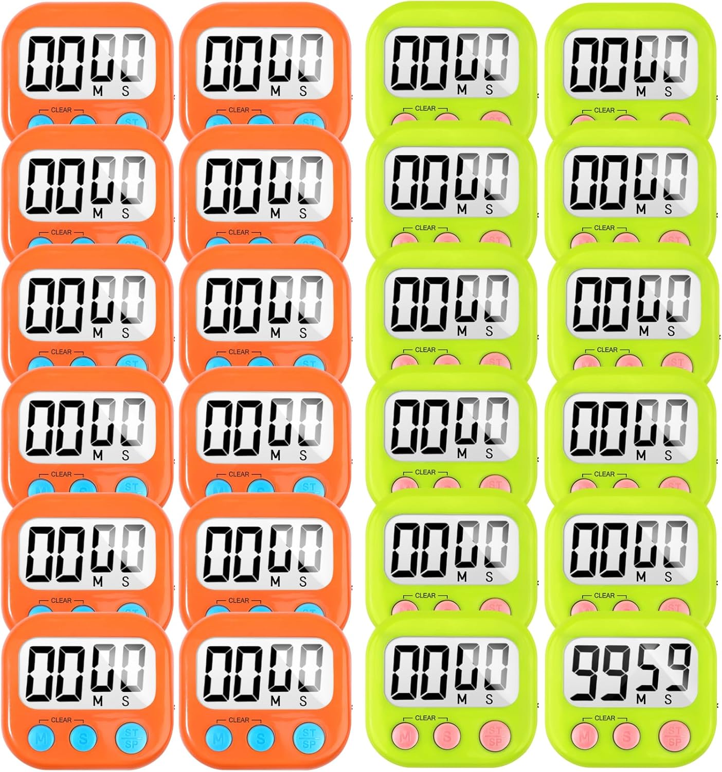 24 Pack Digital Kitchen Timer Small Classroom Timers for Kids Teachers (Orange&Green)