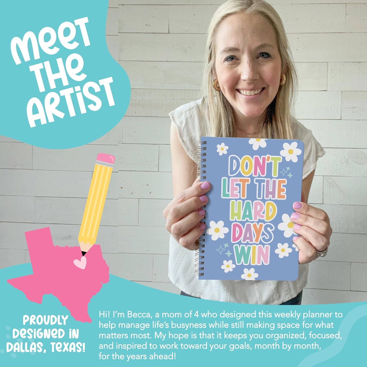 Undated Planner Weekly and Monthly - Spiral Undated Weekly Planner for Kids & Adults, Week Planners Habit Tracker, Goal Planners Notebook for Work, Agenda Planning Notebook