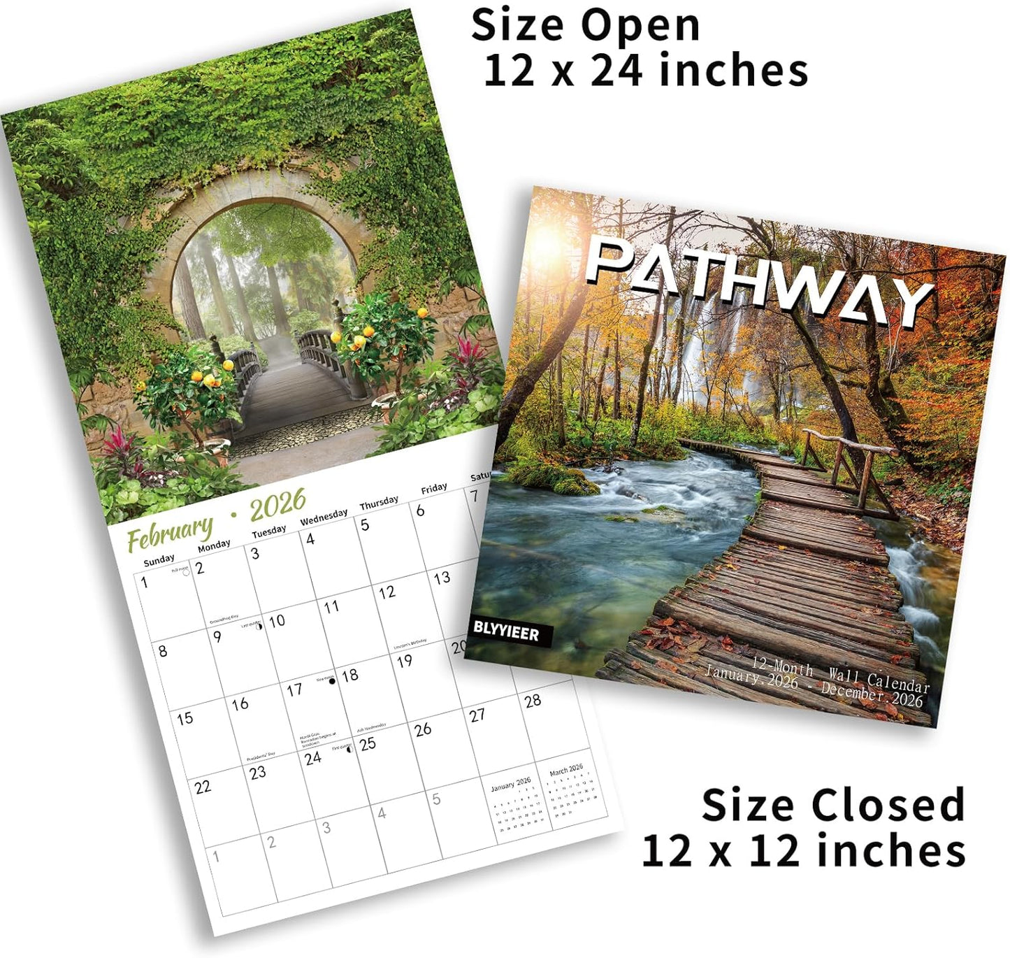 2026 Wall Calendar PATHWAYS | Hangable Wall Calendars | 12" x 24" (Open) | Thick & Sturdy Paper for Organizing & Planning | Home and Office | Giftable | PATHWAYS