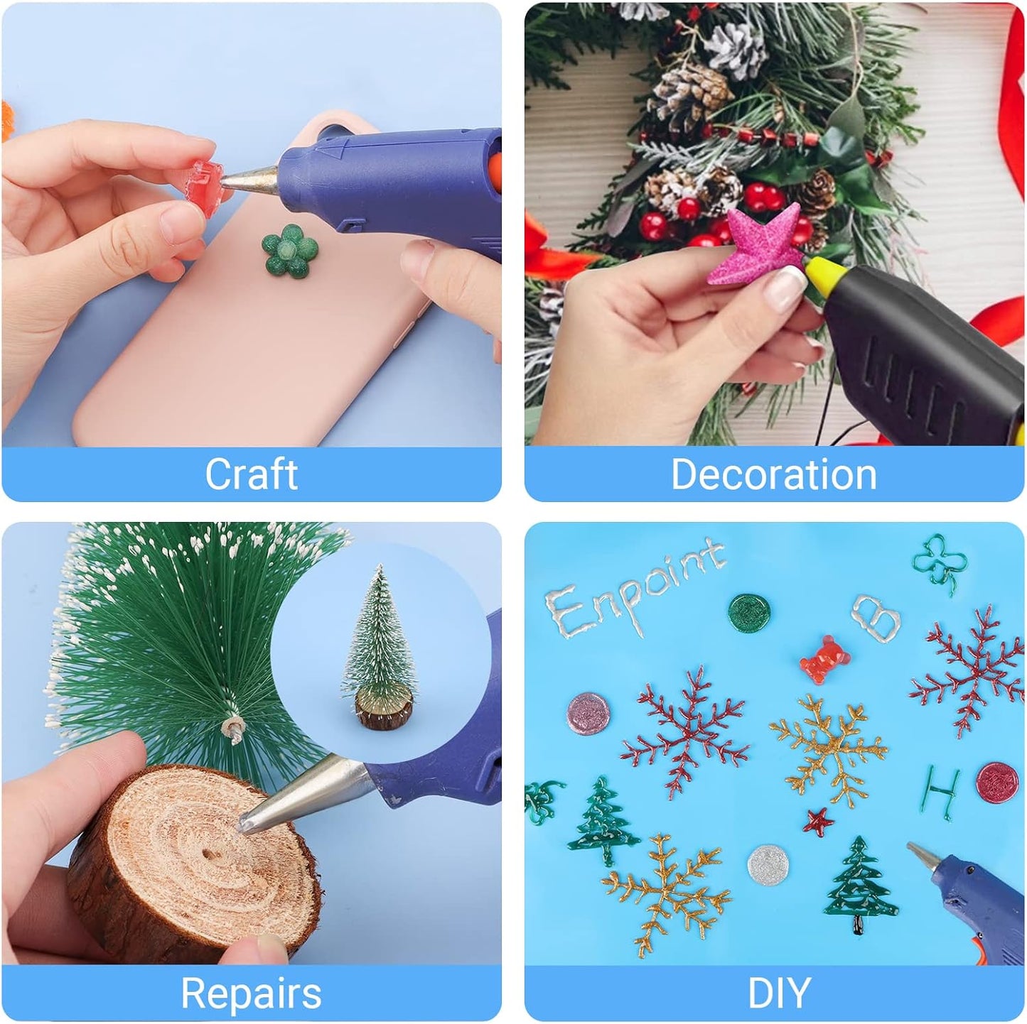 ENPOINT Metallic Silver Hot Glue Sticks, 36 Pcs Full Size Hot Melt Glue Sticks Colored, 4" Long x 0.43" Dia Adhesive EVA Glue Sticks Standard for DIY Art Craft Decoration Letter Stamp