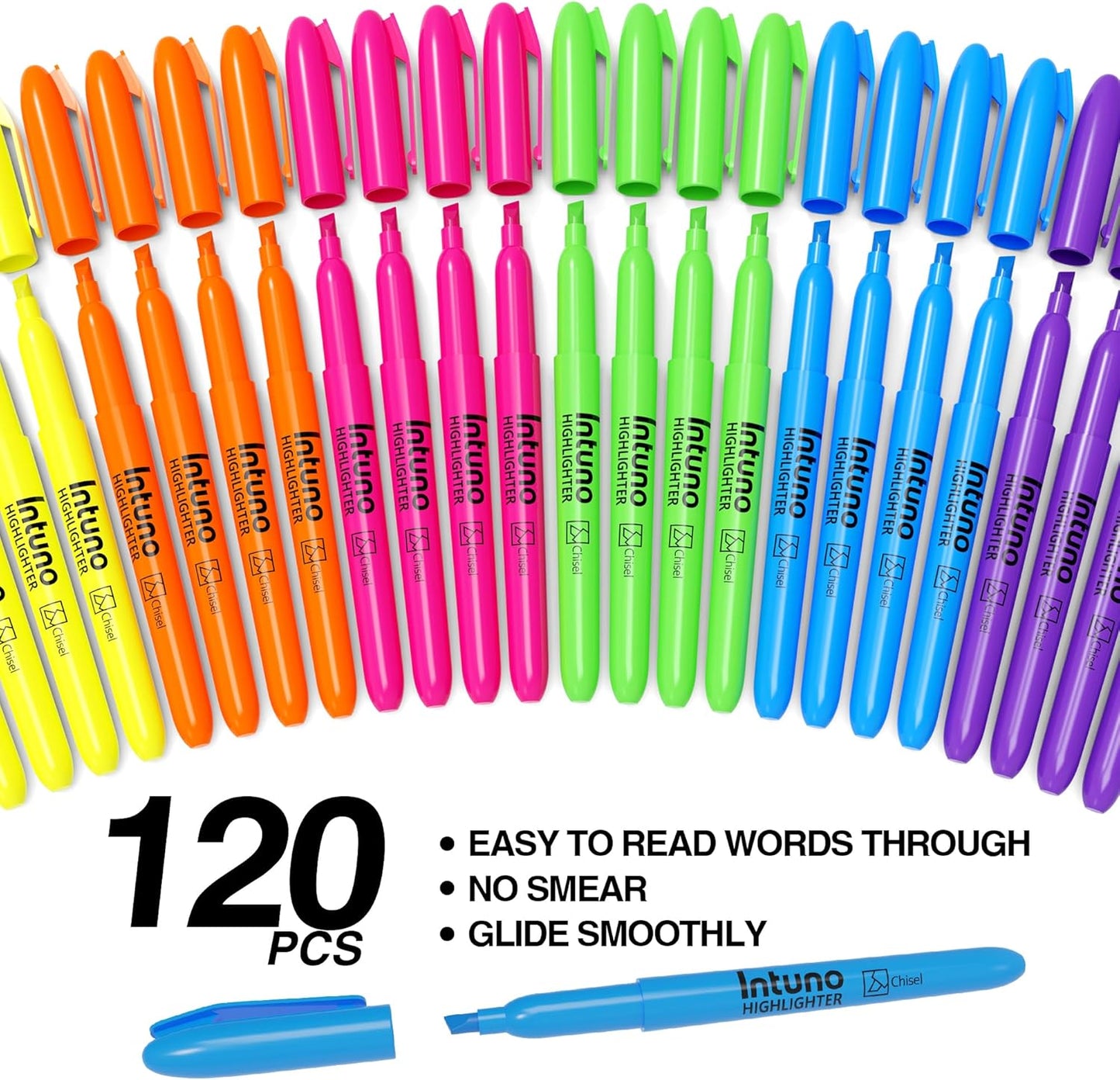Assorted Color Highlighters, 120 Count, Chisel tip, Suitable for Office Supplies, School Supplies, and Home Office Essentials