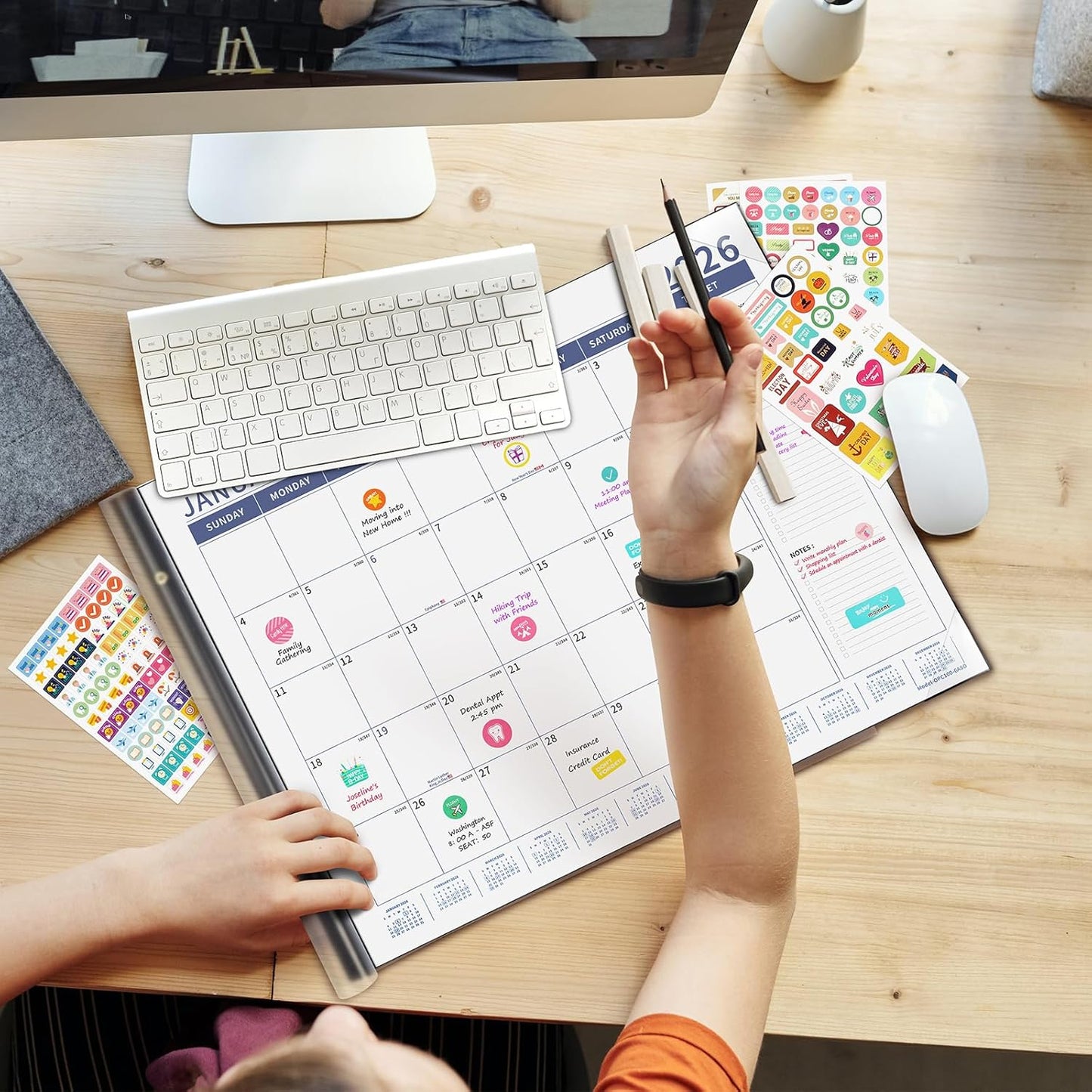 Ospelelf Desk Calendar 2026-2027 Large 22'' x 17'' Desktop Calendar 2026 Monthly Calendars, 18 Month Family Calendar, Use Jan 2026 - June 2027, Blue