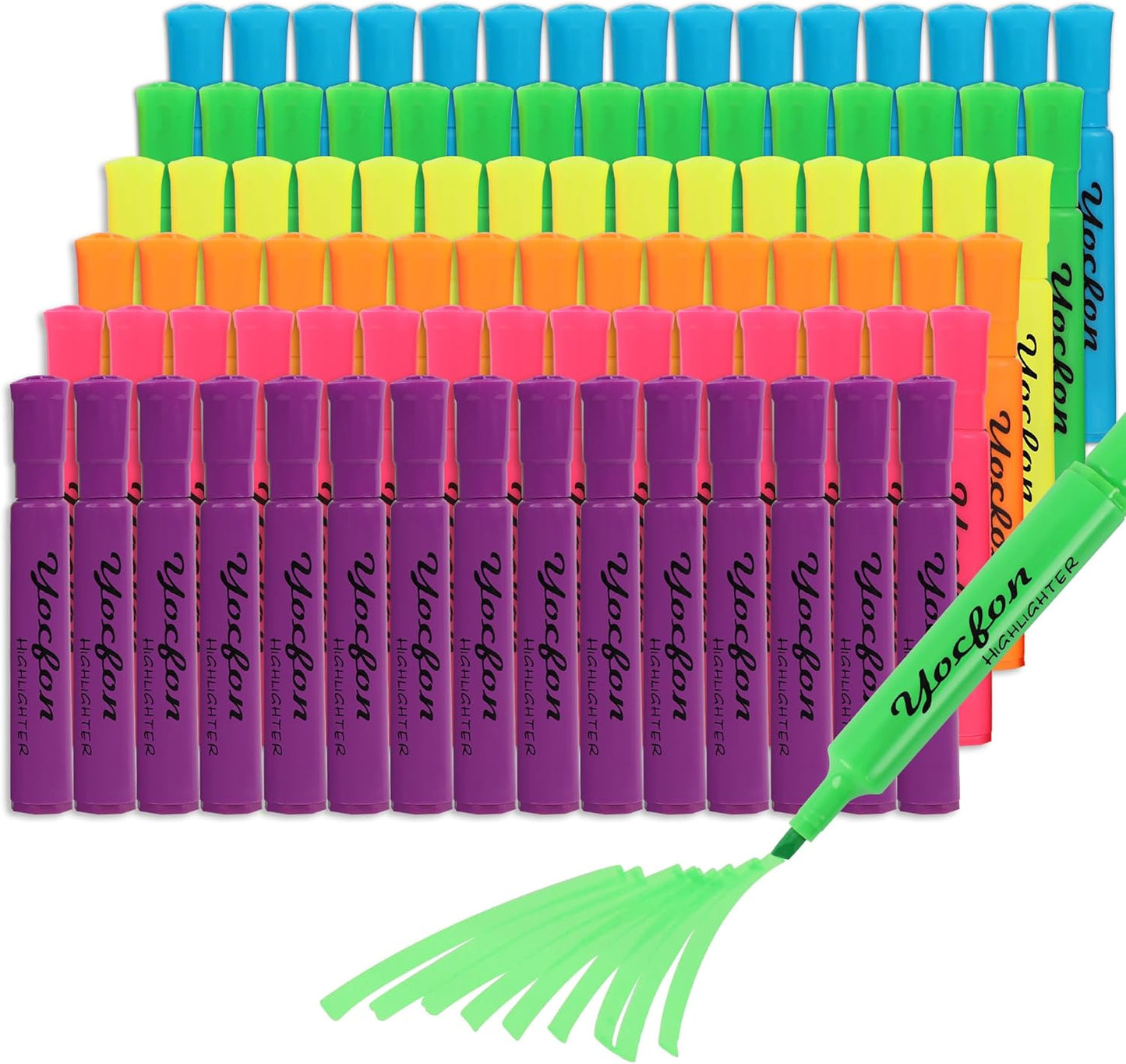 Highlighters 90 Pack, Chisel Tip, Tank Style Highlighters Assorted Fluorescent Colors, 6 Bright Colors Highlighter Markers for Coloring, Highlighting as School Supplies