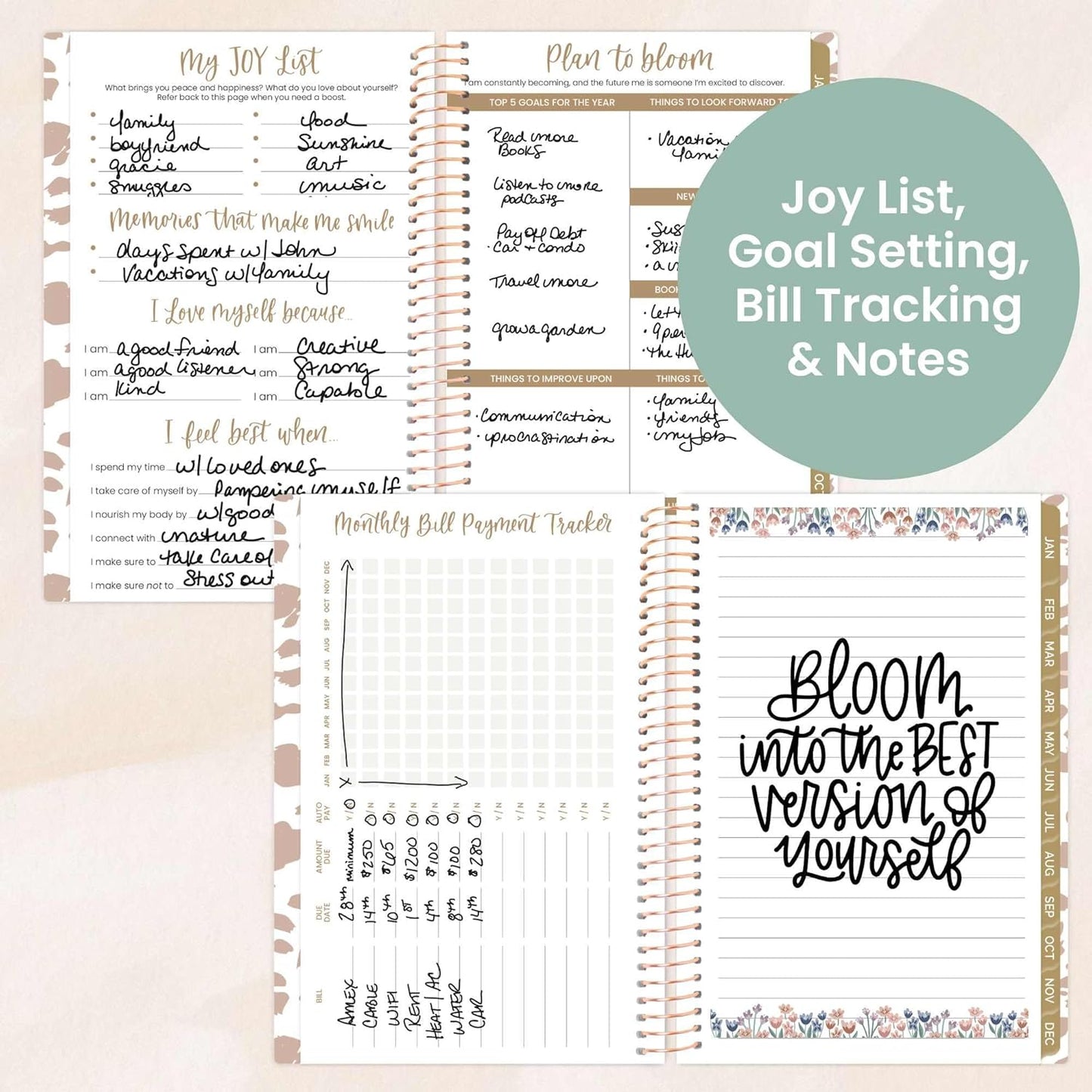 bloom daily planners 2026 Pocket Planner - 4” x 6” - (January 2026 - December 2026) - MINI Weekly/Monthly Agenda Organizer & Calendar Book - Tan Leopard