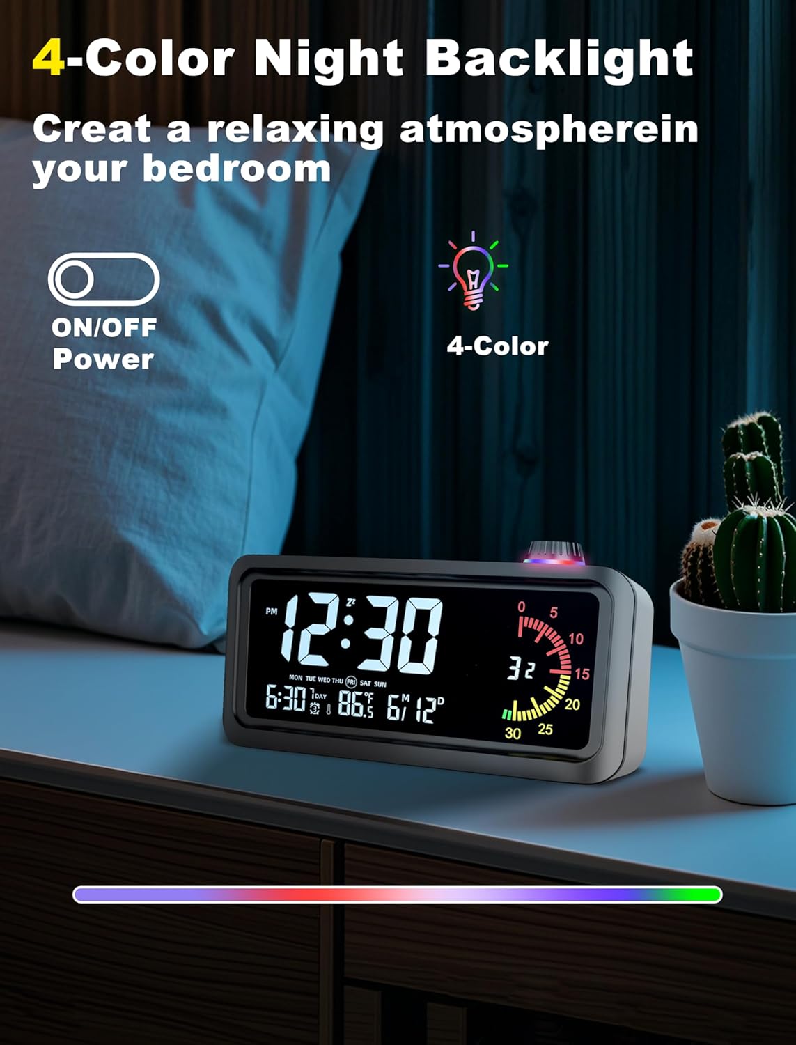 CCHKFEI Rechargeable Digital Alarm Clock with 60-Minute Timer, Dual LCD Display Digital Clock Visual Timer for Kids Student,Temperature & Date Ideal for Time Management, Bedroom, Office and Home Use