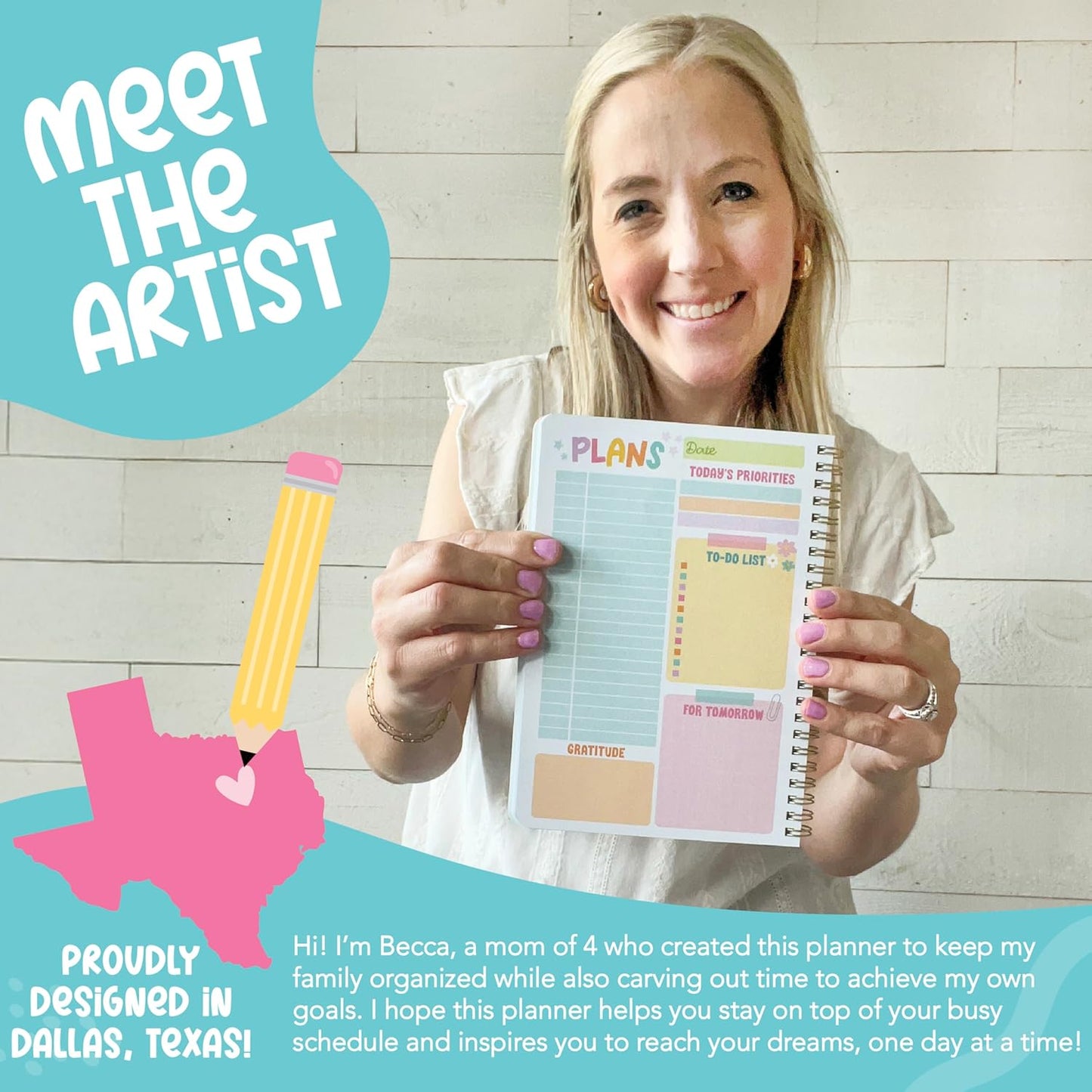 Undated Daily Planner Notebook - Undated Planner Notebooks, Daily To Do List Planners, To Do List Notebook for Work Organization, Day Schedule Planners for Kids and Adults