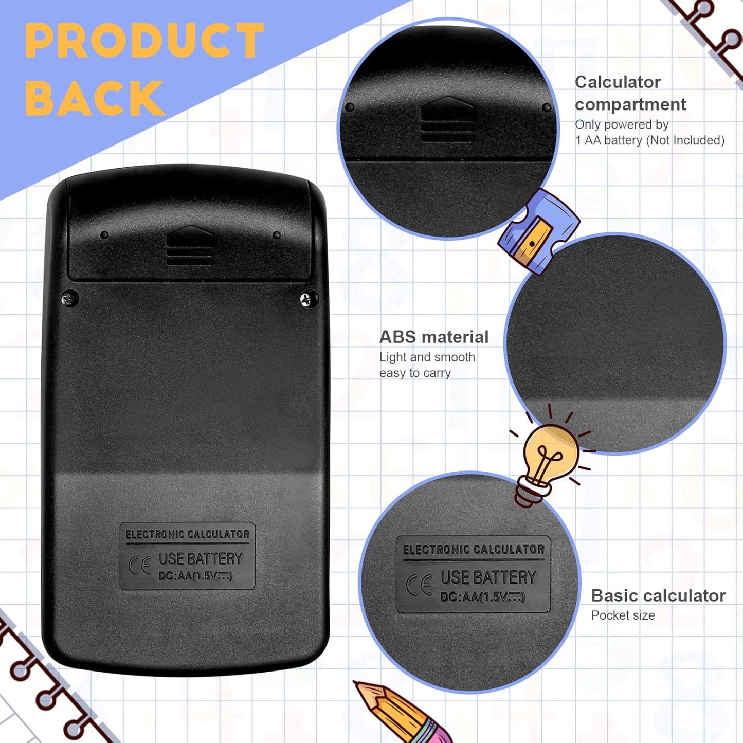 36 Packs Pocket Size Mini Black Calculator Basic Calculators for Handheld Angled Students 8 Digit Display Solar Battery Dual Power Small Calculator for Students Kids Home Office