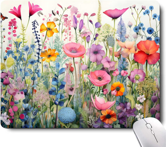 Gorgeous Flowers Plants Mouse Pad,Pink Floral Rose Mouse Pads for Desk,Soft Computer Mouse Mat Cute Mousepad Cloth Computer Mouse Pads for Women,Square Waterproof Non-Slip Rubber Base MousePads