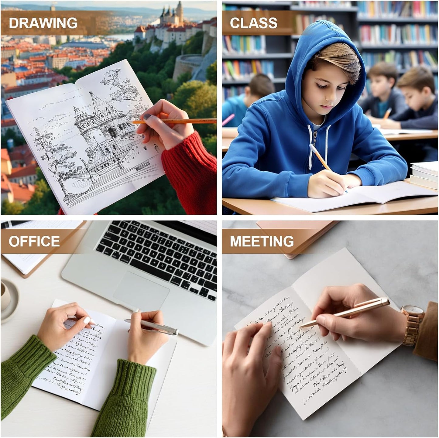 60PCS A5 Blank Kraft Notebooks Bulk, 8.3x5.5inch Unlined Paper Composition Notebook, 60 Pages Travel Journal Notebook Set for Work, School, Student,Kids and Writing