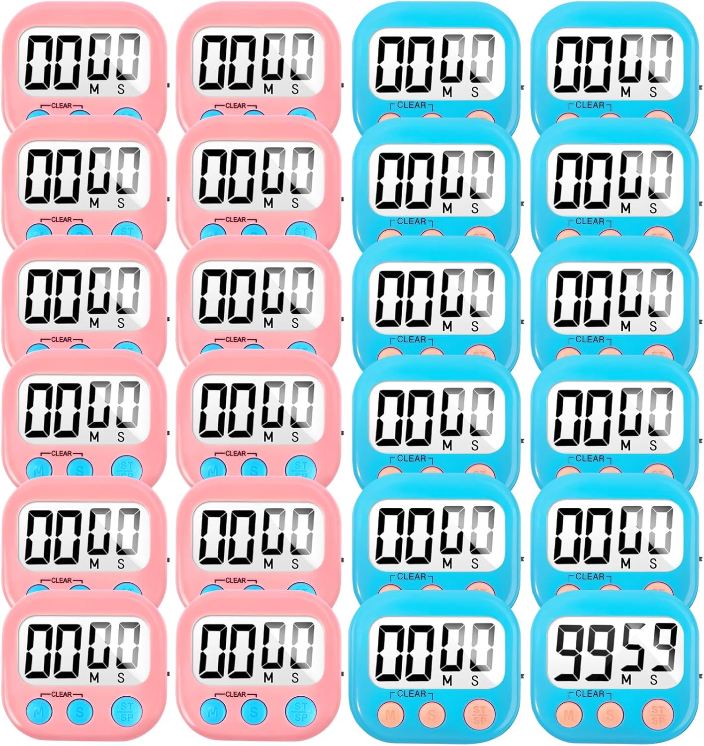 24 Pack Digital Kitchen Timer Small Classroom Timers for Kids Teachers (Blue&Pink)