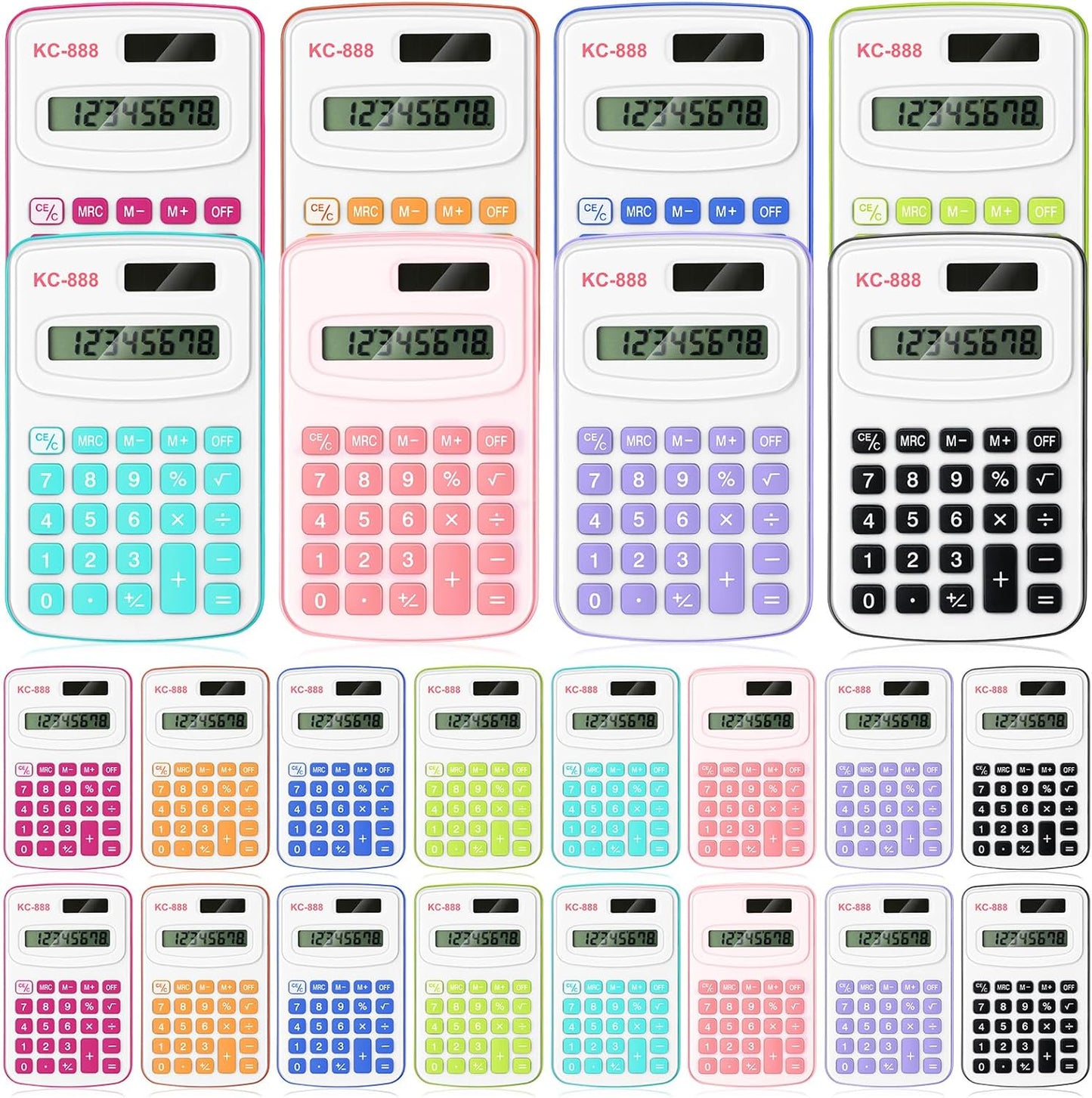 Hoteam 16 Pcs Pocket Calculator Gift for Students Bulk Mini Handheld Calculator Basic Standard Calculators with Button Battery 8 Digit Display for School Office Home(Bright Color)