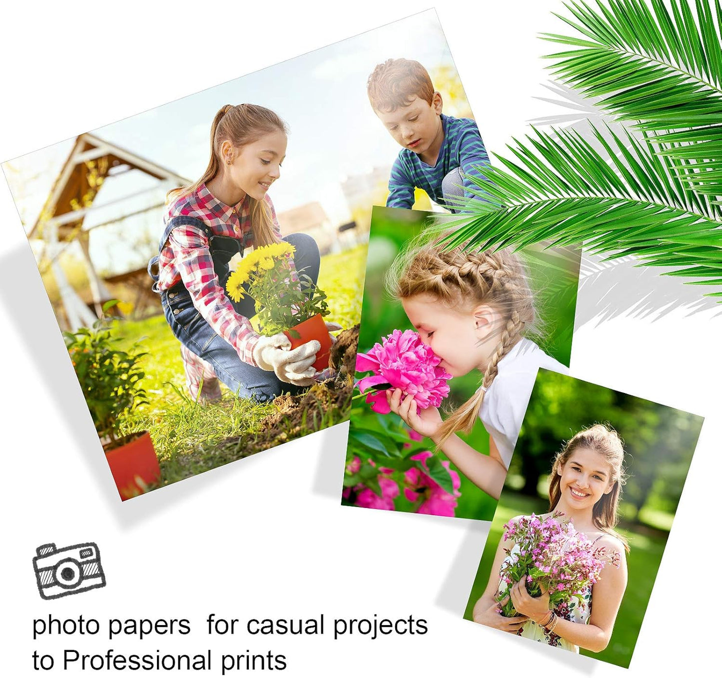 Nuanchu 4 x 6", 5 x 7", 8.5 x 11" Photo Paper Glossy 120 Sheets Picture Paper for Inkjet Printer for Photos, Calendars, Advertising Covers, Recipe Cards, 200 GSM