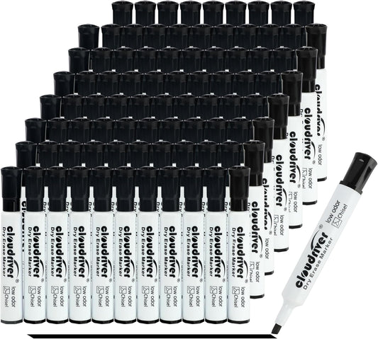 cloudriver Low Odor Dry Erase Markers Tank Style, 86 Count, Chisel Tip, Black Whiteboard Markers, Bulk Dry Erase Marker For Office, home and School Supplies