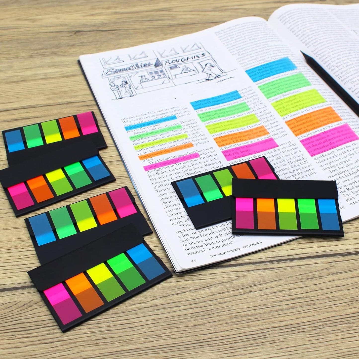 Page Flags Markers Assorted Color, 600 Pages Total, 0.47x1.73 Inch Standard Flag Tabs, Easy to Post, 6 On-The-Go Dispensers/Combo Pack