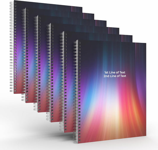 Custom Spiral Notebook Journals with a Rainbow Design 1 Colored Cover - 6 Pack of 8.5" x 11" – College Ruled, Hard Cover, 50 Sheets Per Book – For Journaling, Office, School Supplies, etc.
