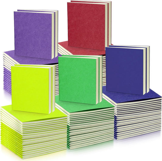 Thenshop 50 Pack Mini Pocket Kraft Notebooks Bulk 4 x 4 Inch Journal Notepads with Dot Memo Sketchbooks Writing Notepad for Party Favors Supplies(Fresh Color,Blank Page)