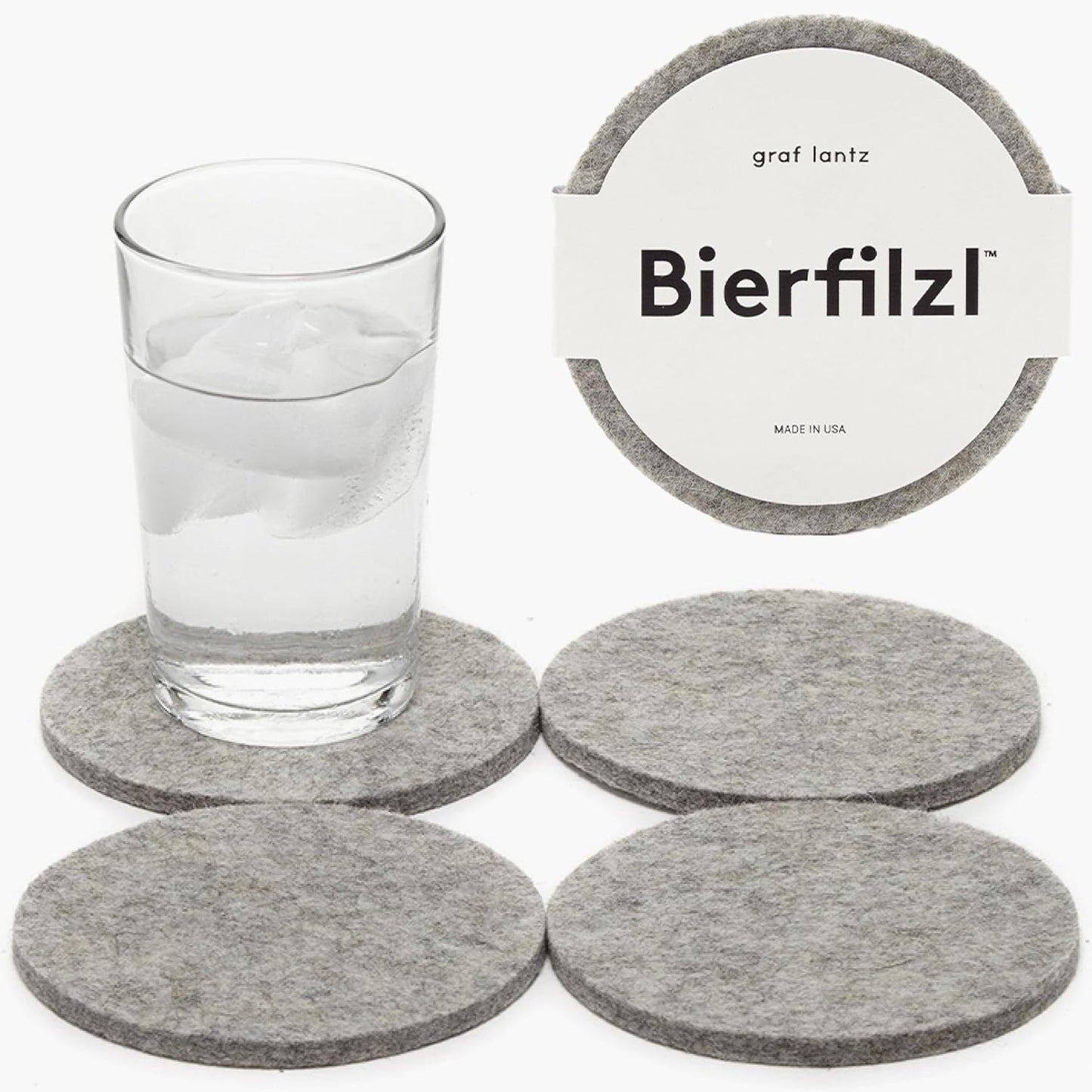 Graf Lantz - Bierfilzl Merino Wool Round Coasters Set of 4 - Granite (4" Circles) - Absorbs 30% of Weight - German Wool - Heat Resistant, Sustainable, & Reusable - Home Decor & Coffee Table Decor