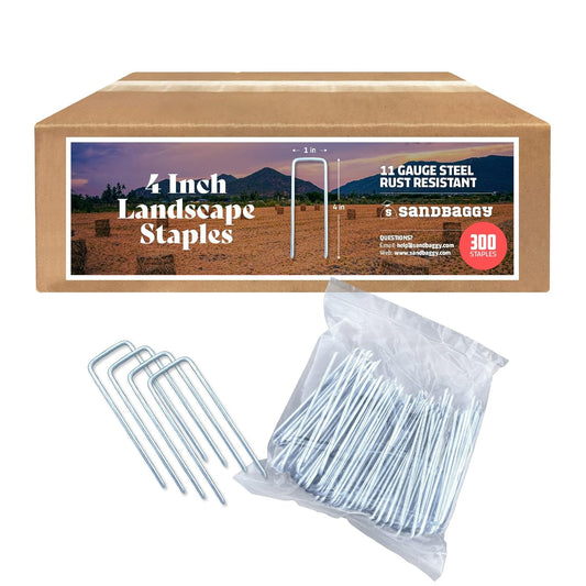 Sandbaggy 4 Inch Landscape Sod Staples | Great for Hard & Rocky Soil | Sharp Like a Knife | Tough 11 Gauge Rust-Resistant | Trusted by Farmers & Contractors Across USA (300 Staples)
