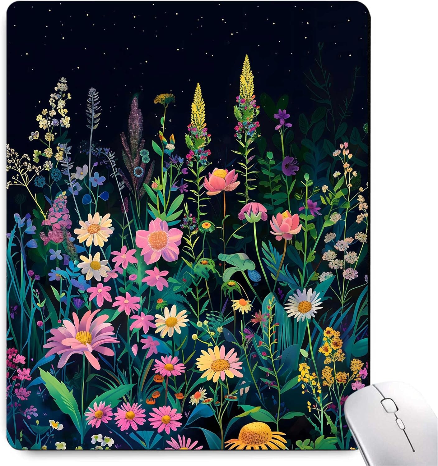 Black Beauty Folral Flowers Plants Mouse Pad,Brightly Colored Unique Design Computer Mousepad with Non-Slip Rubber Base for Women,Washable Mousepads Computer Mouse Pads for Desk Laptop