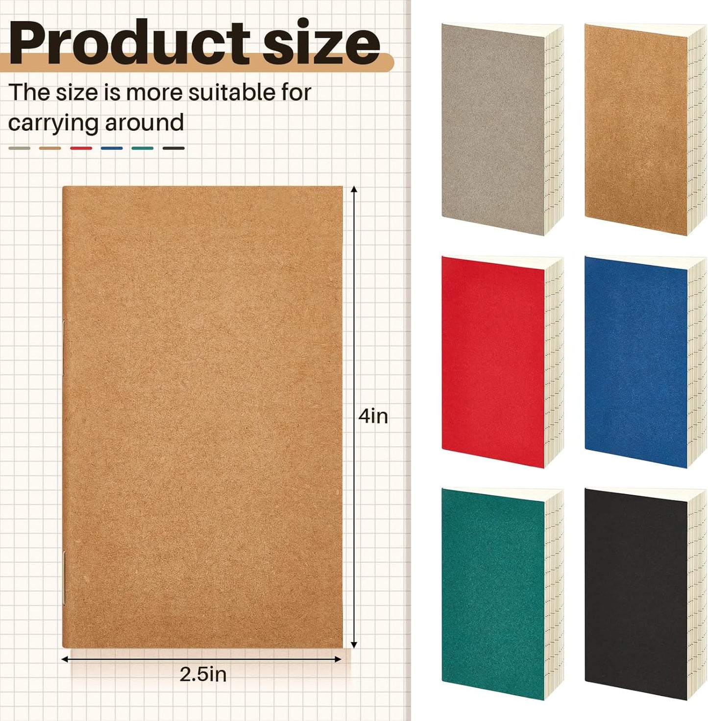 Outus 36 Pcs Pocket Notebook Mini Journal 2.5" x 4" Kraft Paper Mini Notepad Bulk Softcover Pocket Notepad Memo Diary Subject Notebooks for Student Traveler School(Multicolor, Blank Cover)