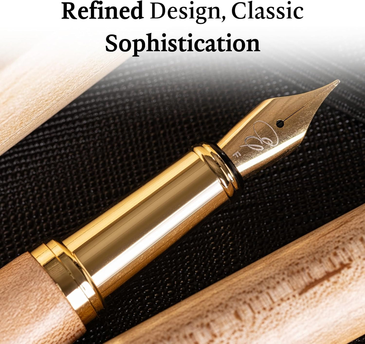 Ellington Pens Luxury Wood Fountain Pen Set – Extra Fine Nib - Includes 6 Ink Cartridges, Wooden Pen Gift Box, Ink Converter - Wood Pen For Writing, Calligraphy, Journaling, Drawing (Maple Harmony)