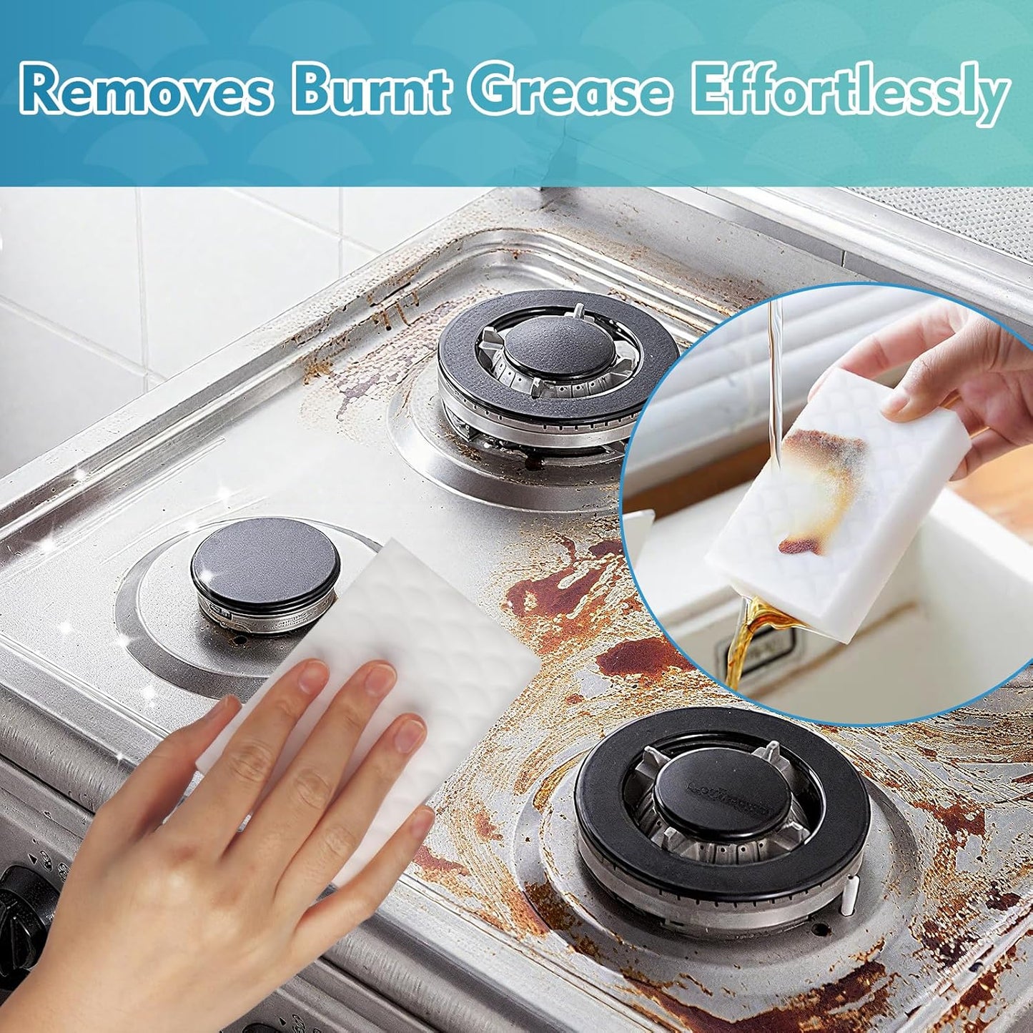 GLIMGLINT 96PK Magic Sponge Erasers, 2X Density Melamine Sponge Foam Pads, Household Cleaning Supplies Cleaner for Kitchen, Bathroom, Bathtub, Sink, Wall Cleaner, Furniture