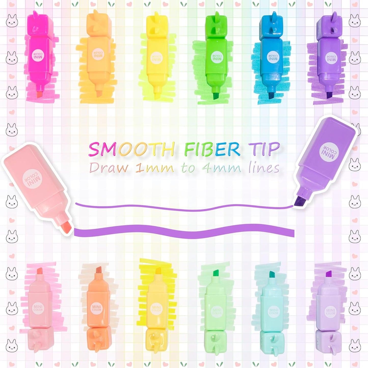 12 Pcs Rabtti Shape Cute Mini Highlighters Pen Pastel Color Highlighters Assorted Colors Chisel Tip Kawaii Gift Highlighter Marker
