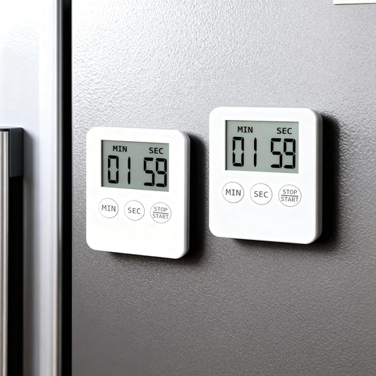 Attom Tech 2 PCS Ultra Slim Digital Kitchen Timer with Loud Alarm and Magnet Back, Large Display, Small Thin Mini Countdown Up Timer for Cooking Baking Sports Nap Games Office, White