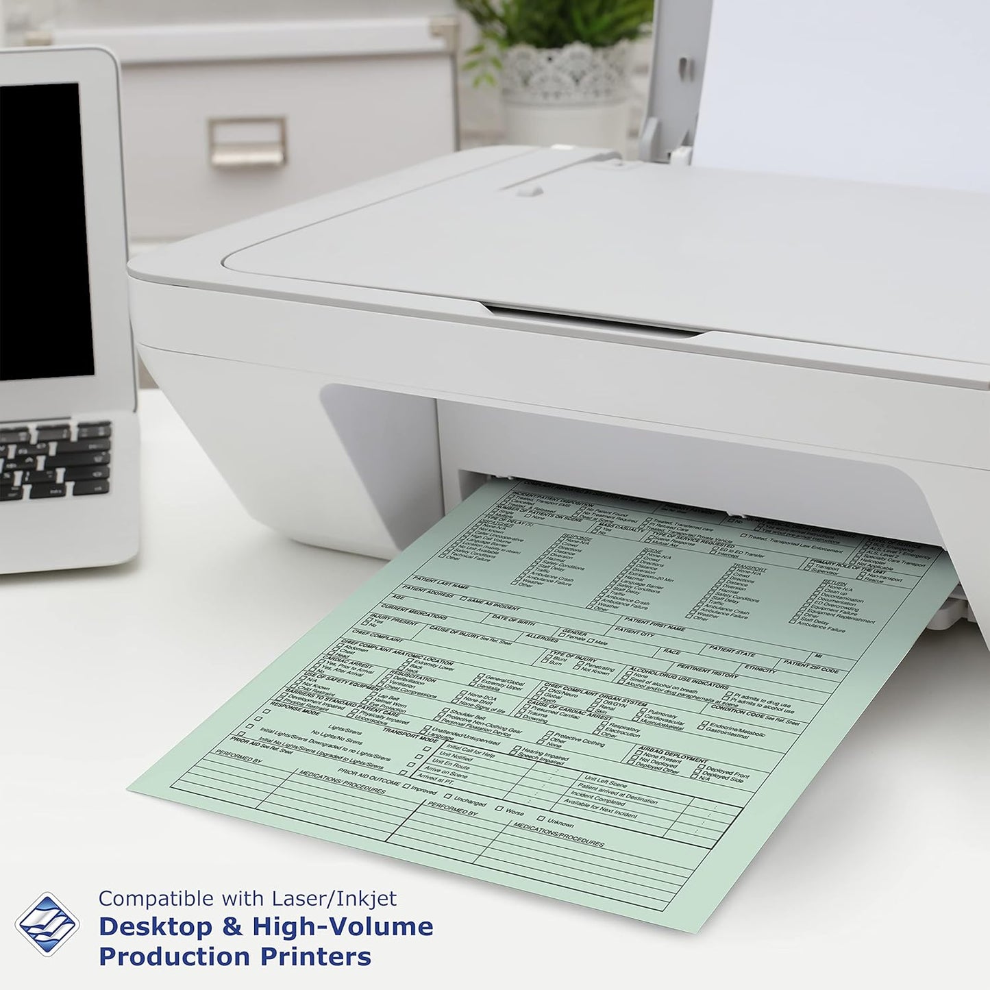 PrintWorks Professional Pre Punched Paper, 5 Hole Punch Top For Top Punch Binders & 2 Ring Clipboards & Fastener File Folders, 8.5 x 11, 20 lb., 500 Sheets, Green (04335)